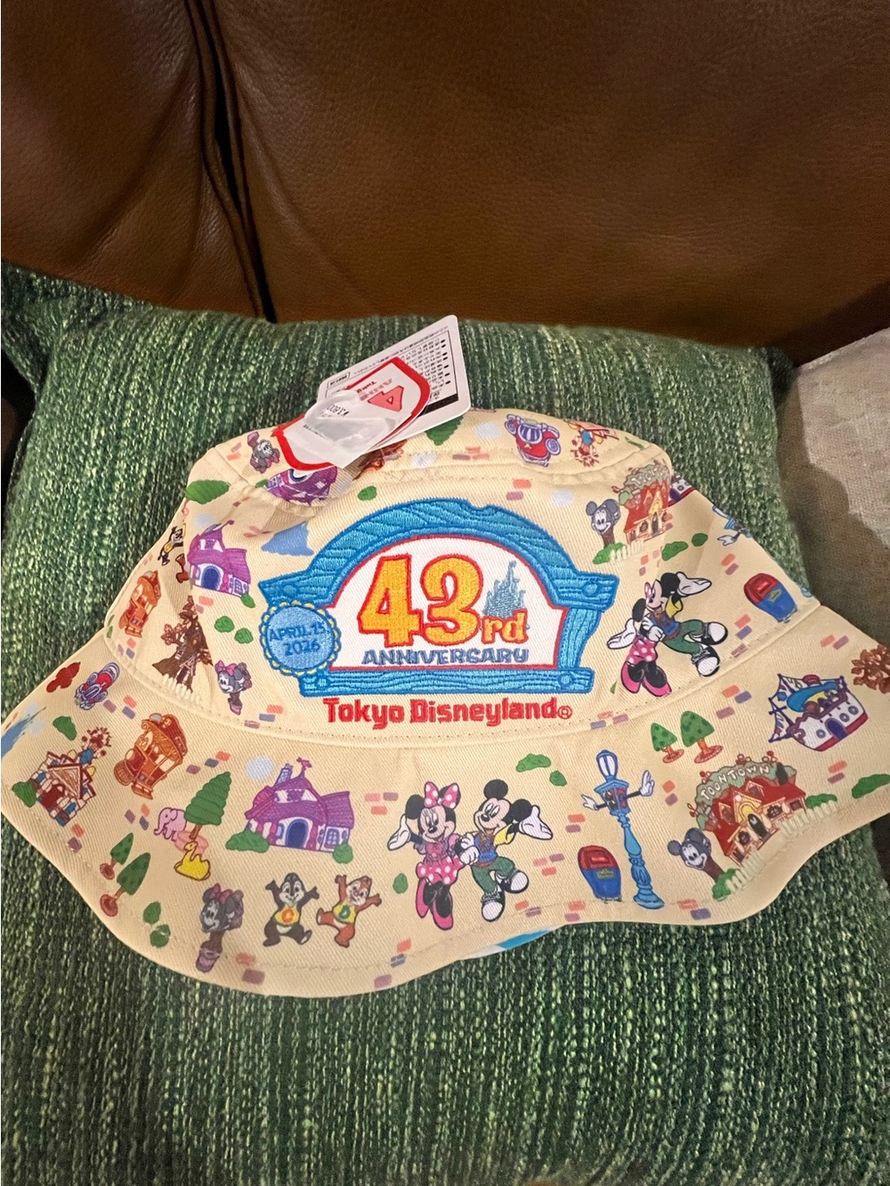 Disney Cream Bucket Hat with Multicolor Character Motif